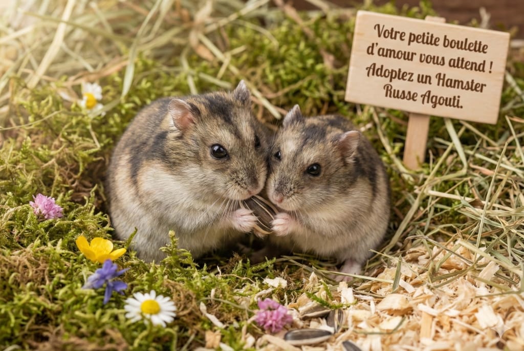 Deux adorables hamsters russes agouti de notre élevage familial à Puteaux